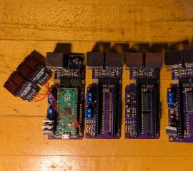 Several v0.3 boards populated and used for testing