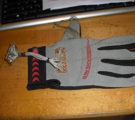 Glove perfboard sewn in place
