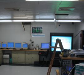 Seven of the 16 monitors connected to the DiscoScreens system.