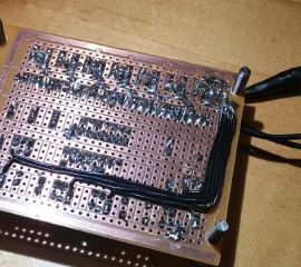 Bottom of completed high-power controller perfboard.