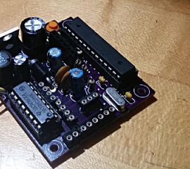 PCB fabricated using OSHPark and populated with components.