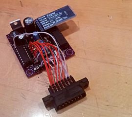 Populated PCB with Bluetooth serial module and D-sub connected to high-power board.