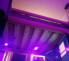 Left-channel LEDs and VUfan fans reacting to audio.