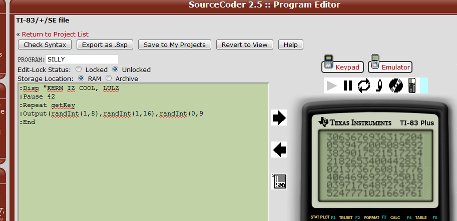 SourceCoder 2.5 with jsTIfied emulator